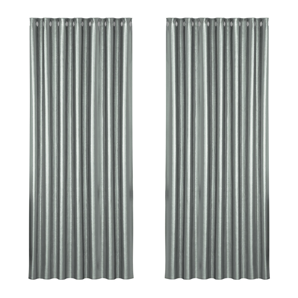 Marlook 2X Blockout Curtains Eyelet 240x230cm Grey Shine
