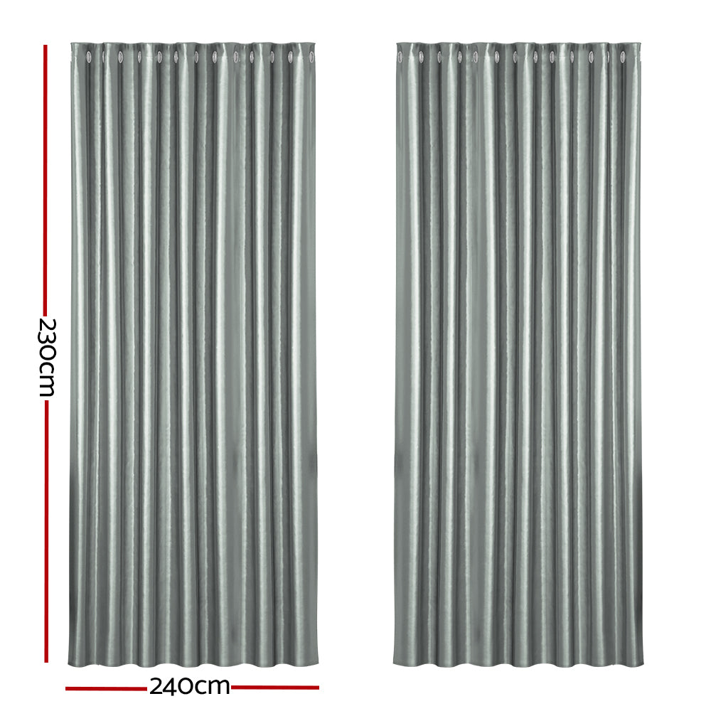 Marlook 2X Blockout Curtains Eyelet 240x230cm Grey Shine