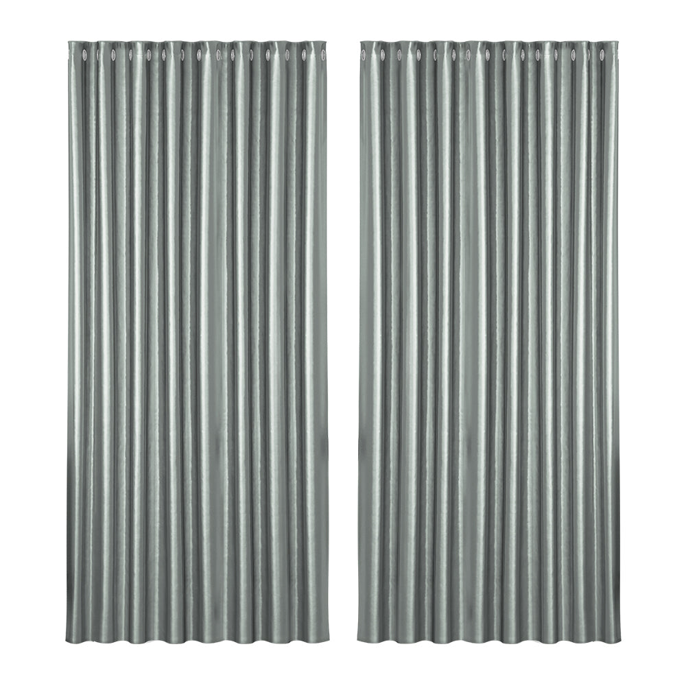 Marlook 2X Blockout Curtains Eyelet 300x230cm Grey Shine