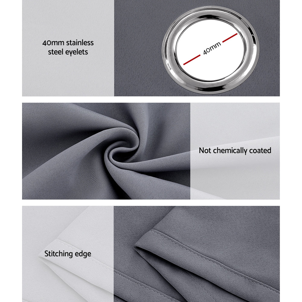 Marlook 2X 132x213cm Blockout Sheer Curtains Charcoal