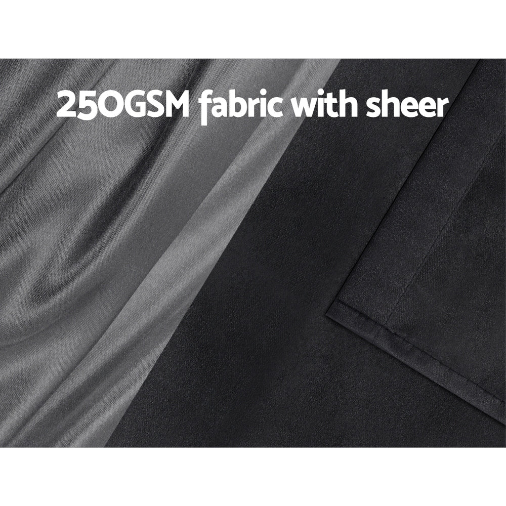 Marlook 2X 132x274cm Blockout Sheer Curtains Black
