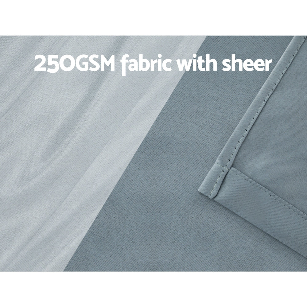 Marlook 2X 132x274cm Blockout Sheer Curtains Light Grey