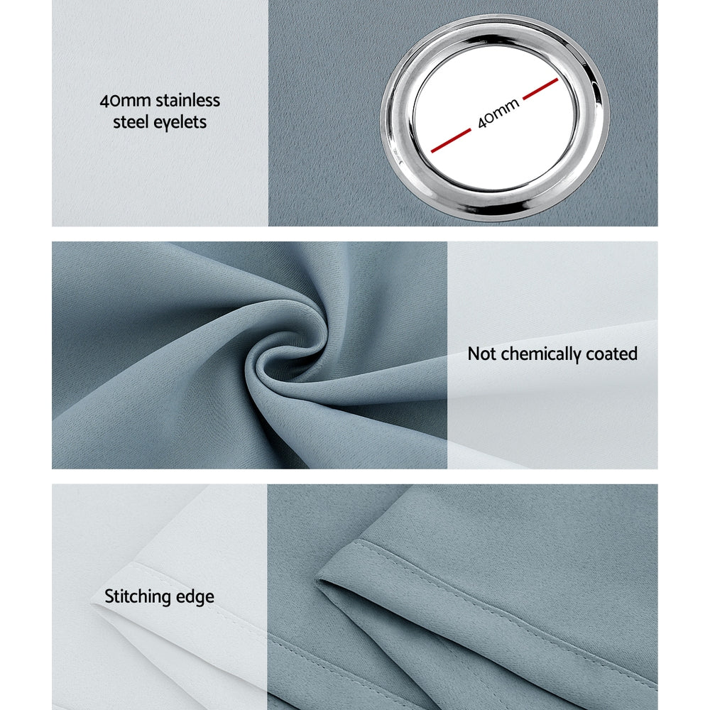 Marlook 2X 132x304cm Blockout Sheer Curtains Light Grey