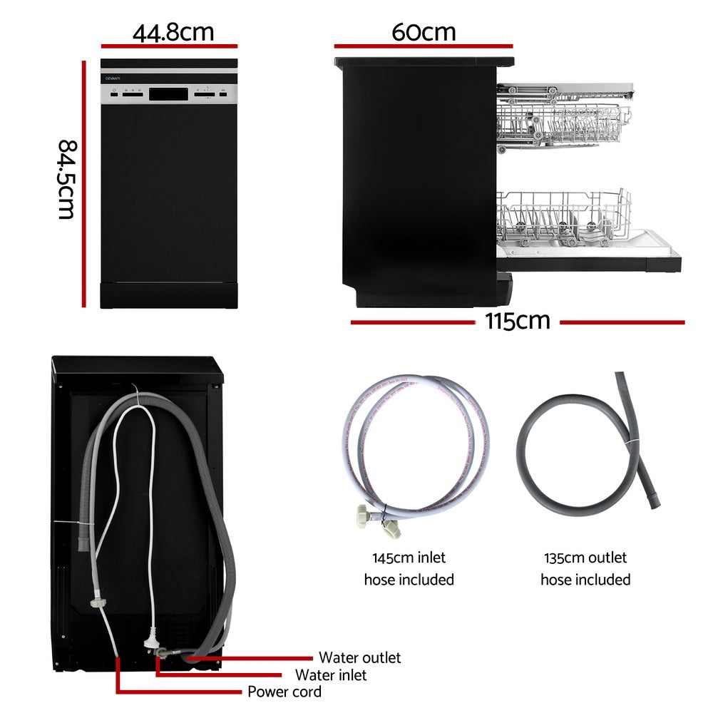 Marlook 10 Place Settings Freestanding Dishwasher Black