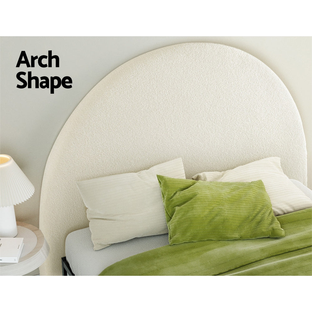 Marlook Bed Head Headboard Bed Frame Double Boucle - GREI White