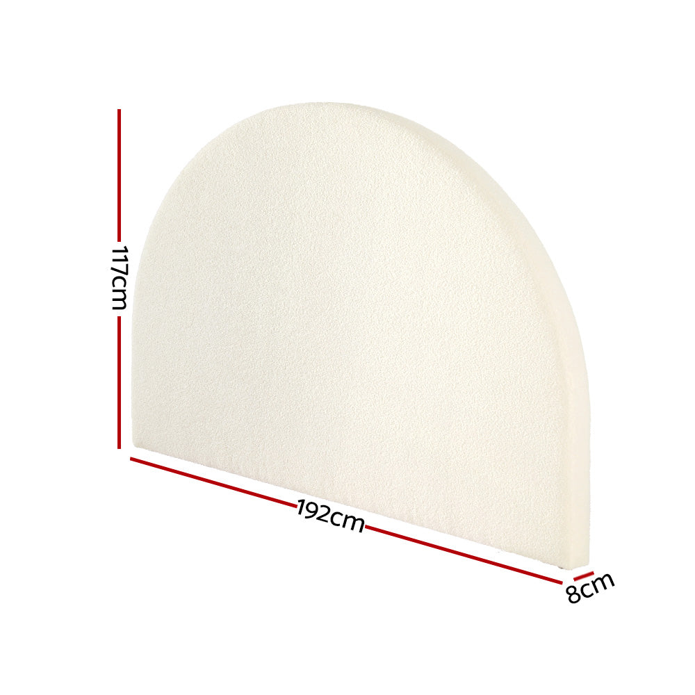 Marlook Bed Head Headboard Bed Frame King Boucle - GREI White