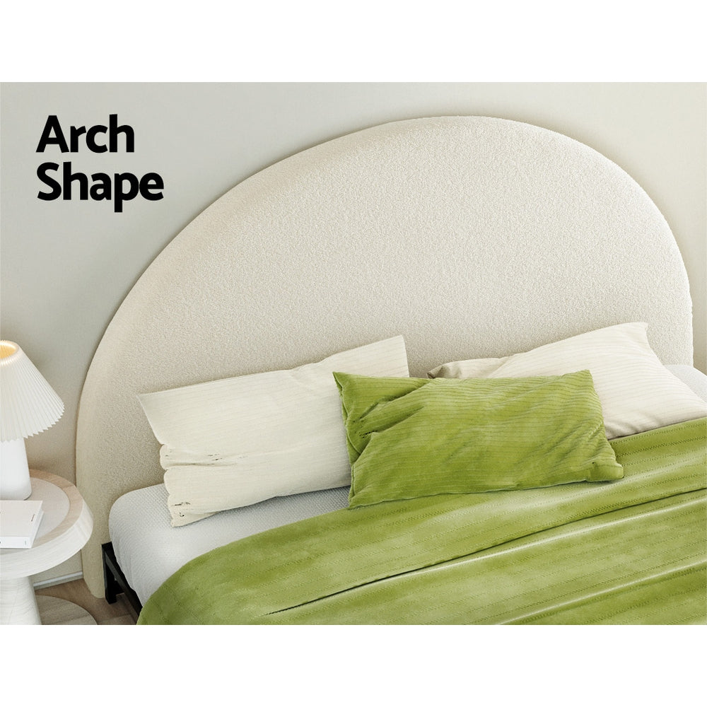 Marlook Bed Head Headboard Bed Frame King Boucle - GREI White