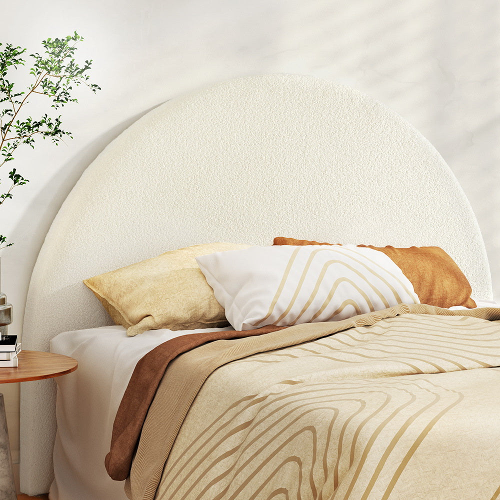 Marlook Bed Head Headboard Bed Frame Queen Boucle - GREI White