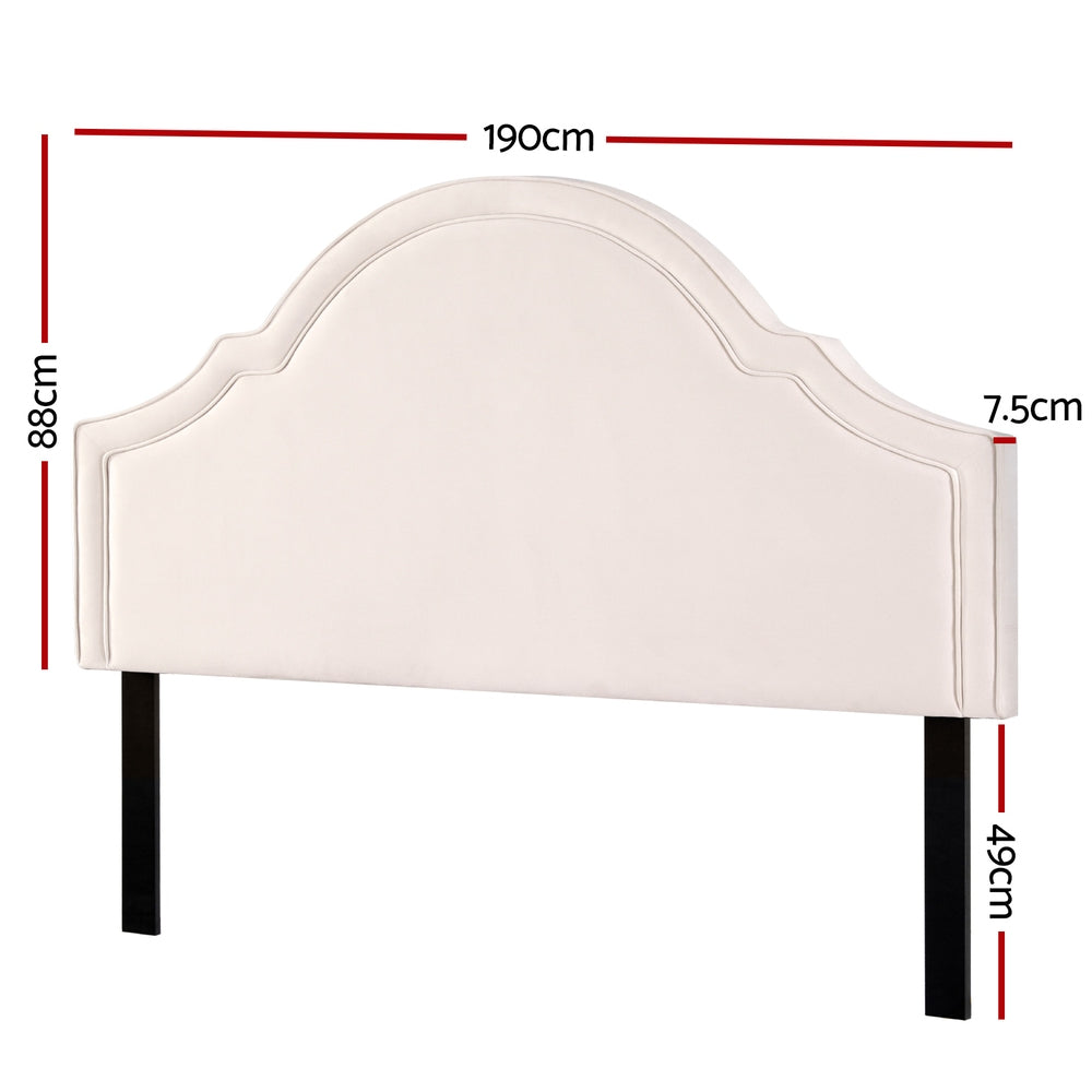 Marlook Bed Frame Bed Head Headboard King Velvet IRIS Beige