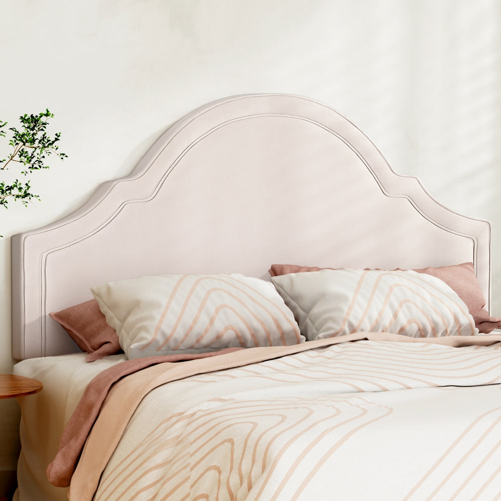 Marlook Bed Frame Bed Head Headboard King Velvet IRIS Beige