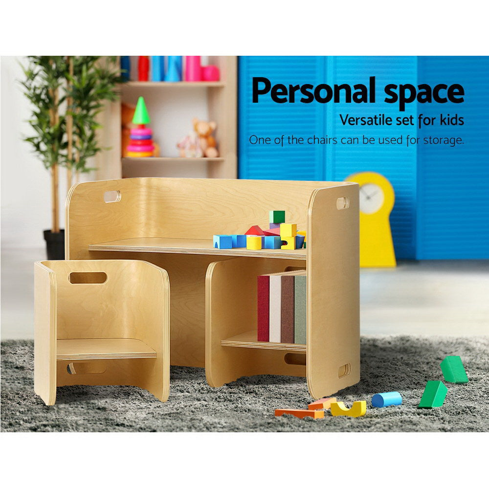 Marlook 3PCS Kids Table and Chairs Set Multifunctional Storage Desk