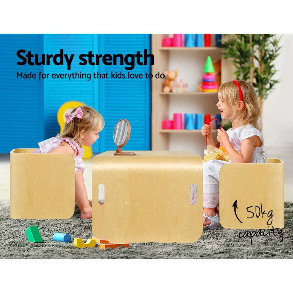 Marlook 3PCS Kids Table and Chairs Set Multifunctional Storage Desk