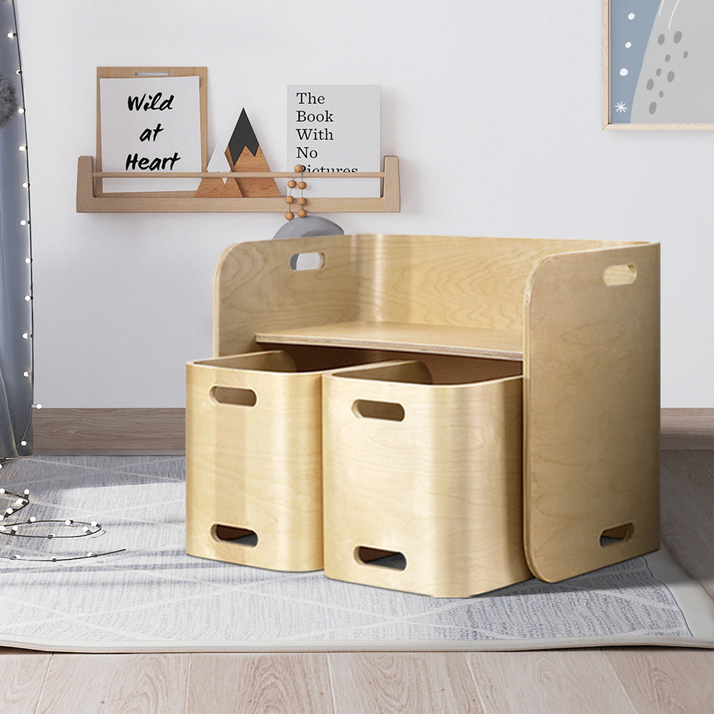 Marlook 3PCS Kids Table and Chairs Set Multifunctional Storage Desk
