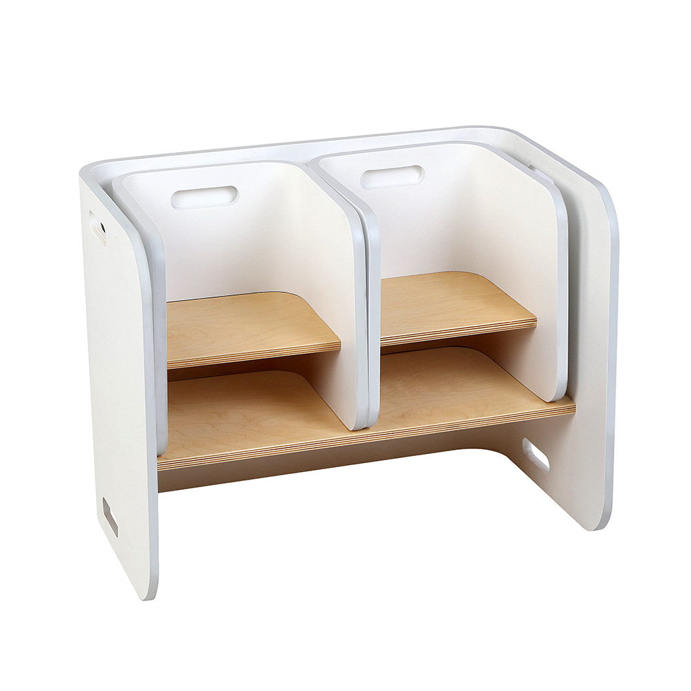 Marlook 3PCS Kids Table and Chairs Set Multifunctional Storage Desk White
