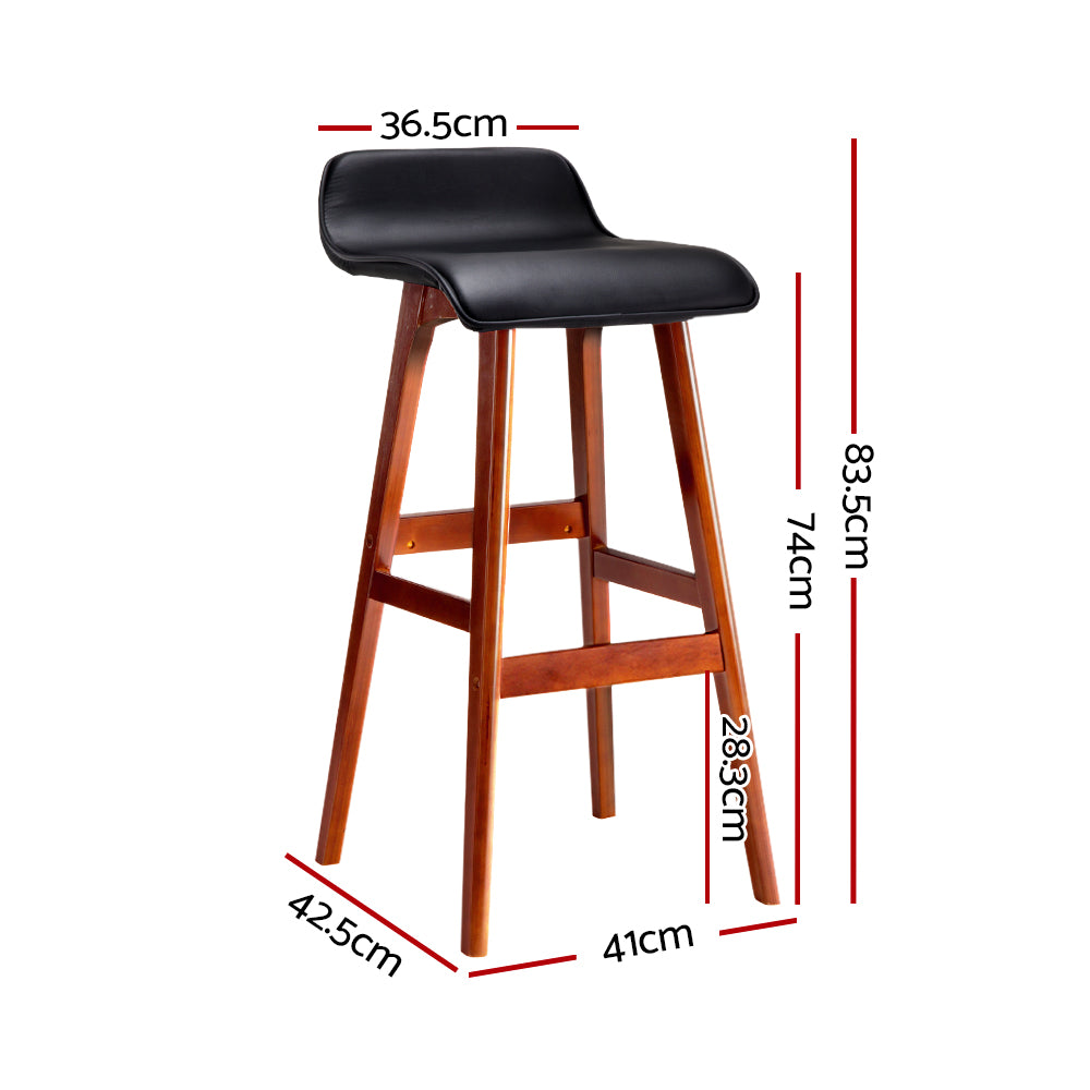 Marlook 2x Bar Stools Wooden Stool Black