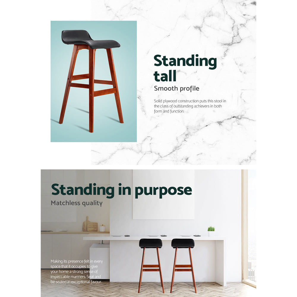 Marlook 2x Bar Stools Wooden Stool Black