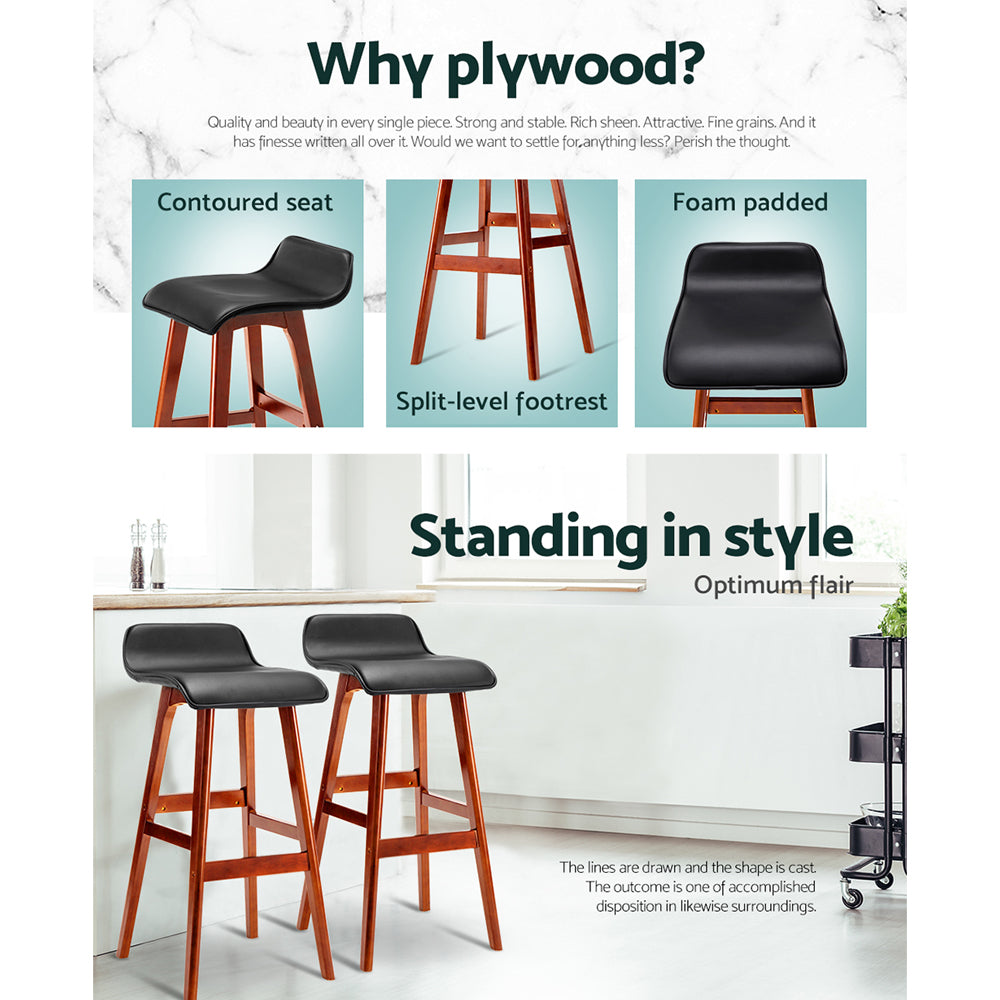 Marlook 2x Bar Stools Wooden Stool Black