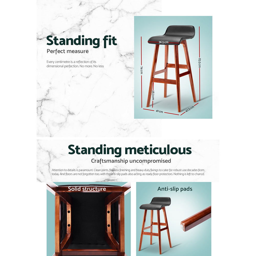 Marlook 2x Bar Stools Wooden Stool Black