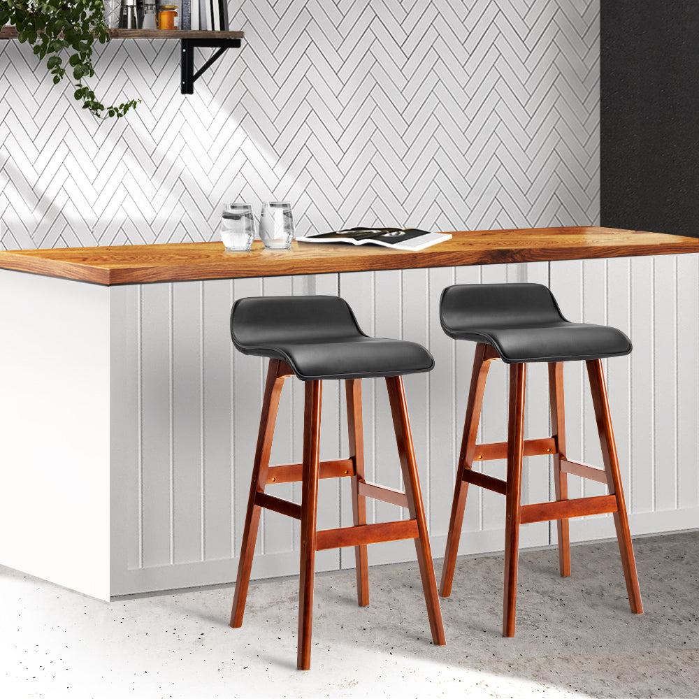 Marlook 2x Bar Stools Wooden Stool Black