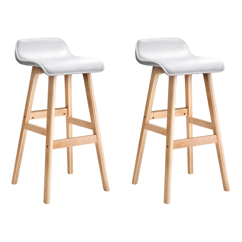 Marlook 2x Bar Stools Wooden Stool White