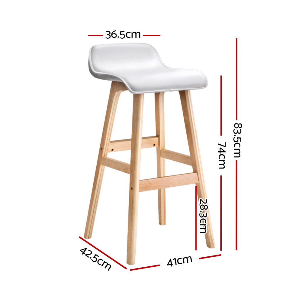 Marlook 2x Bar Stools Wooden Stool White
