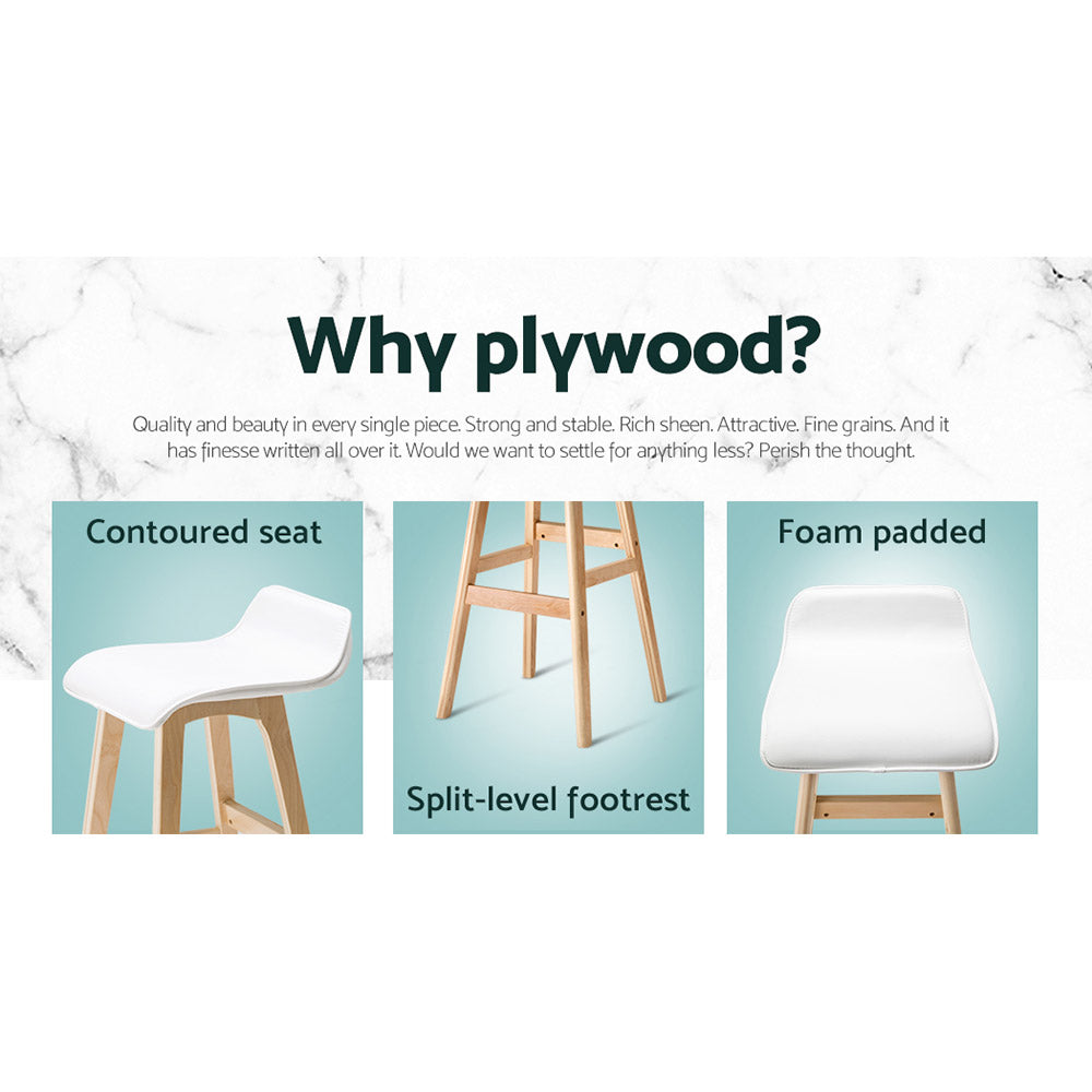 Marlook 2x Bar Stools Wooden Stool White