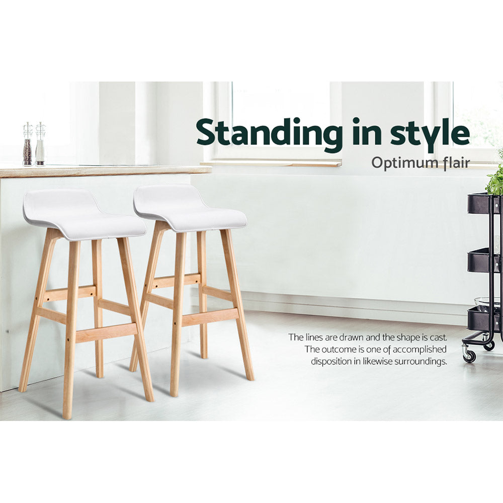 Marlook 2x Bar Stools Wooden Stool White