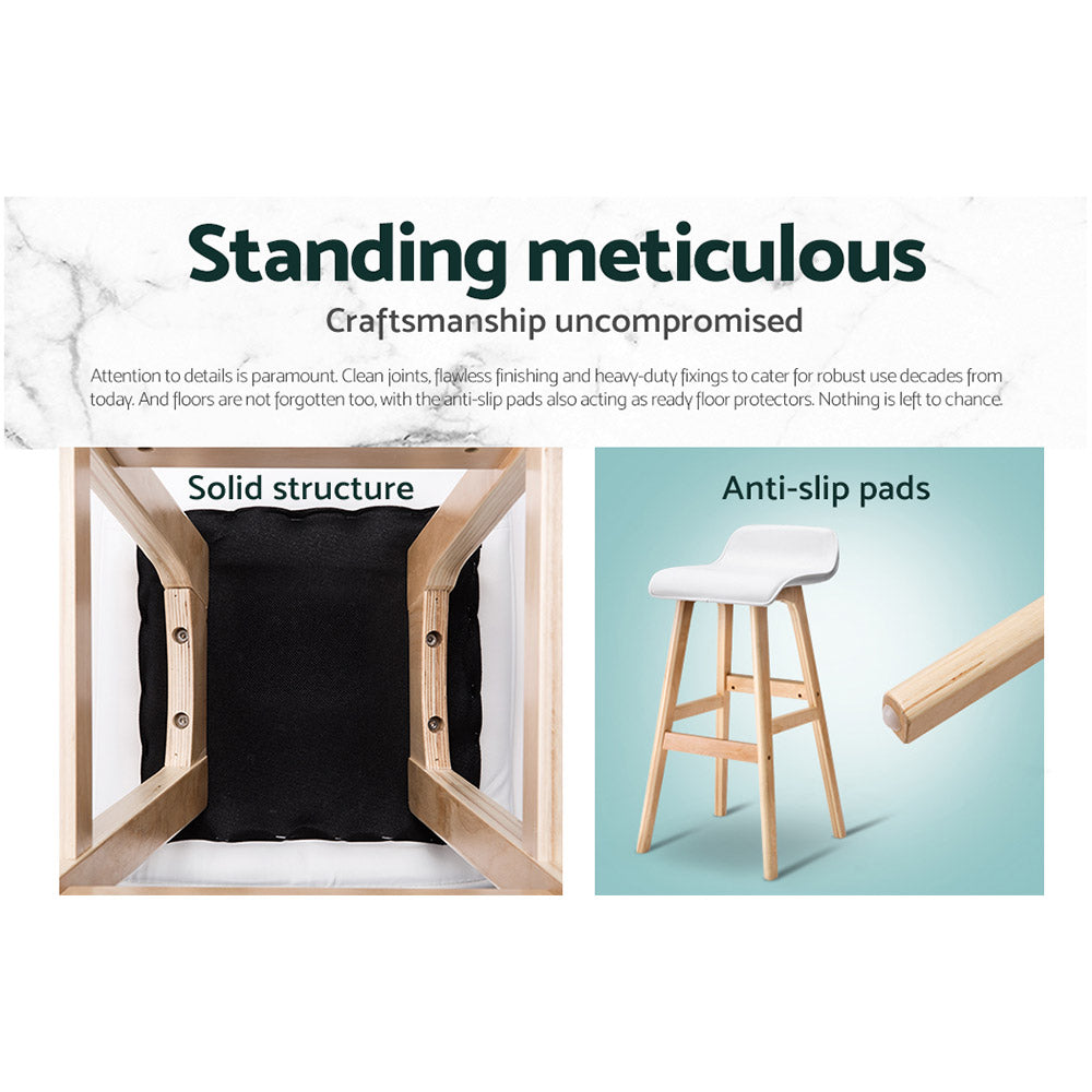 Marlook 2x Bar Stools Wooden Stool White