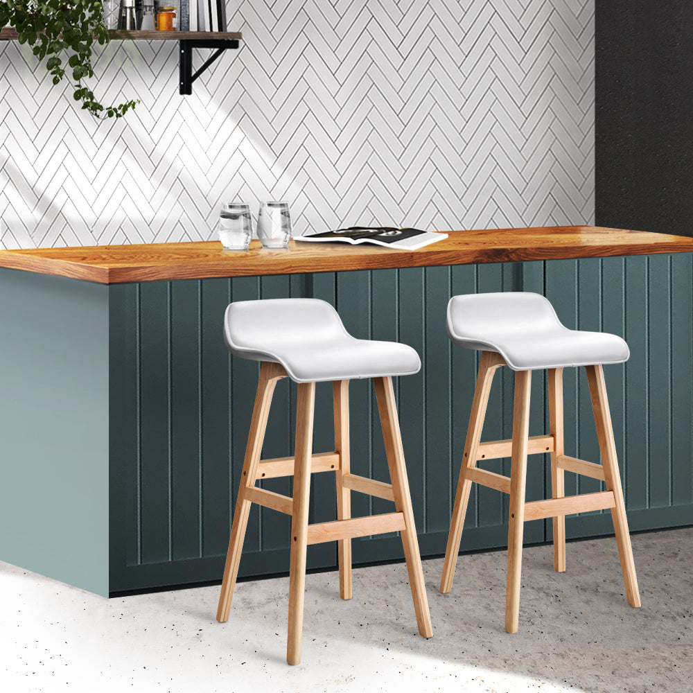 Marlook 2x Bar Stools Wooden Stool White