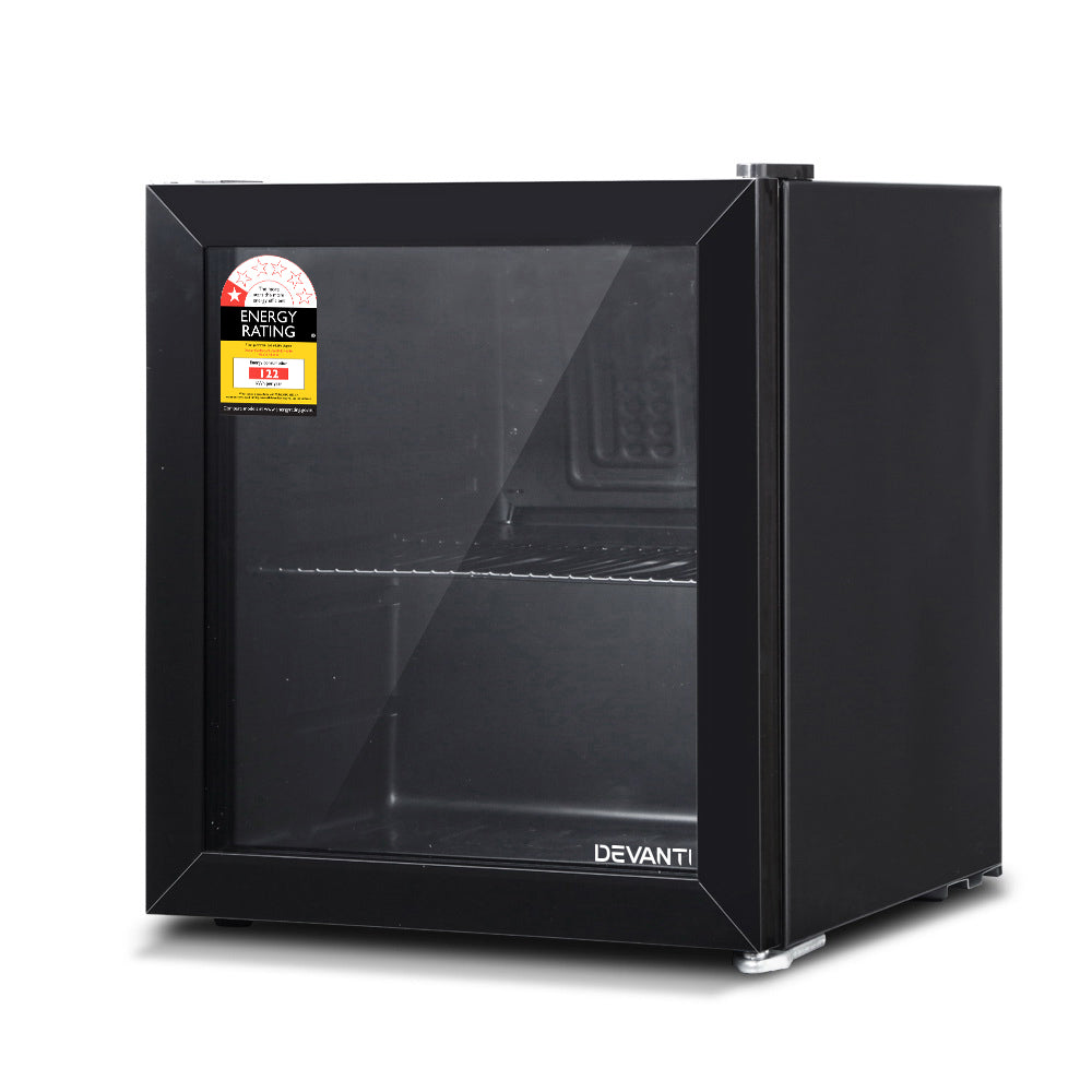 Marlook 46L Bar Fridge Glass Door w/Light Black