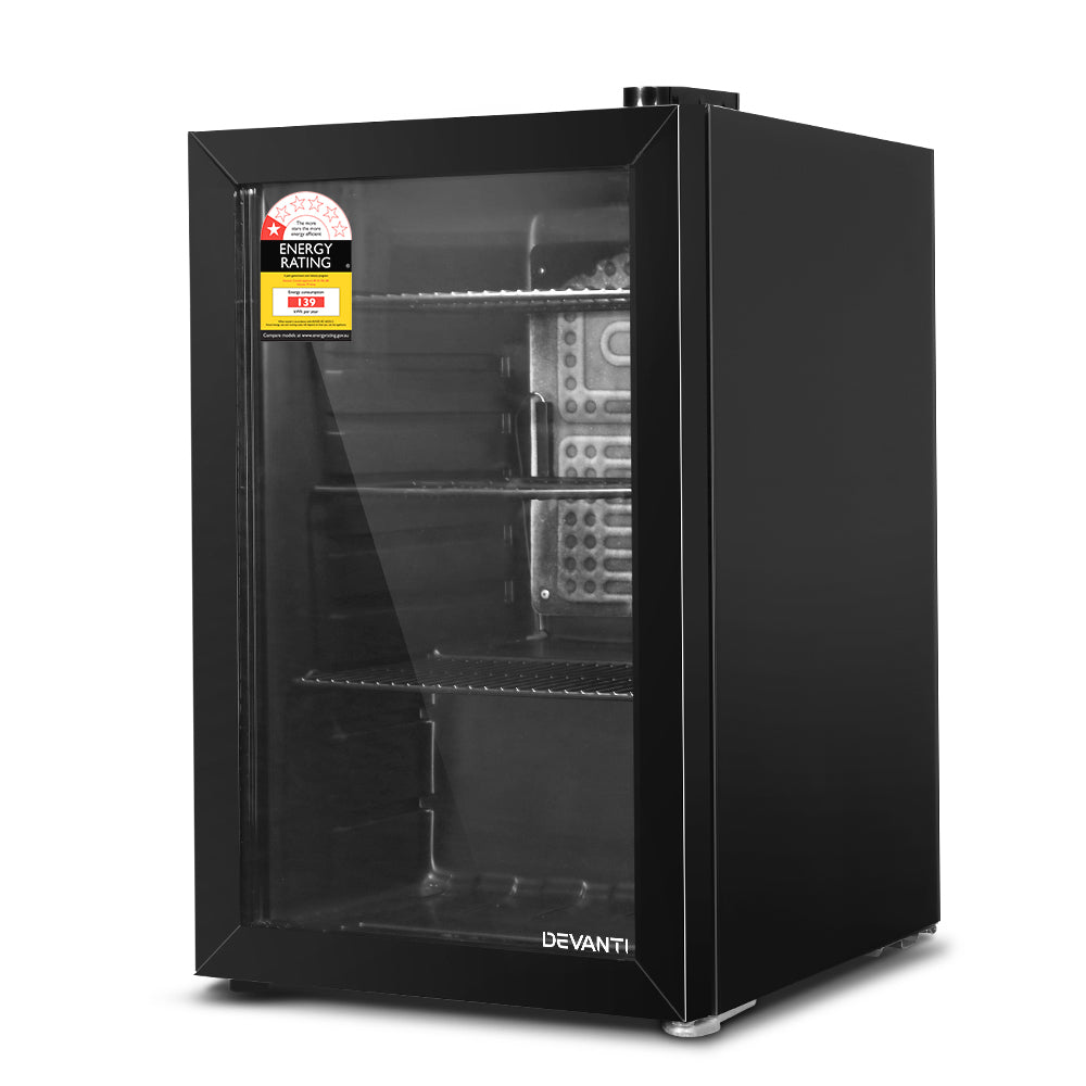 Marlook 70L Bar Fridge Glass Door w/Light Black
