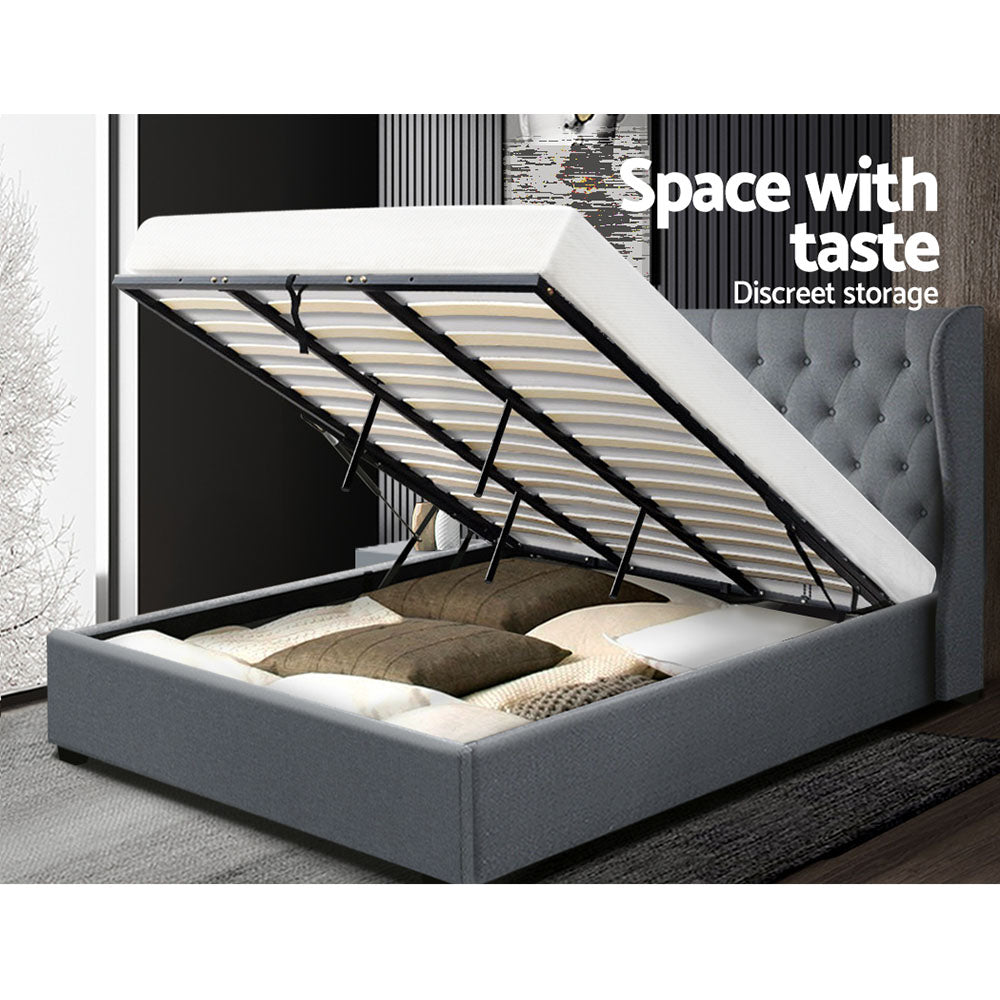 Marlook Bed Frame King Size Gas Lift Grey ISSA
