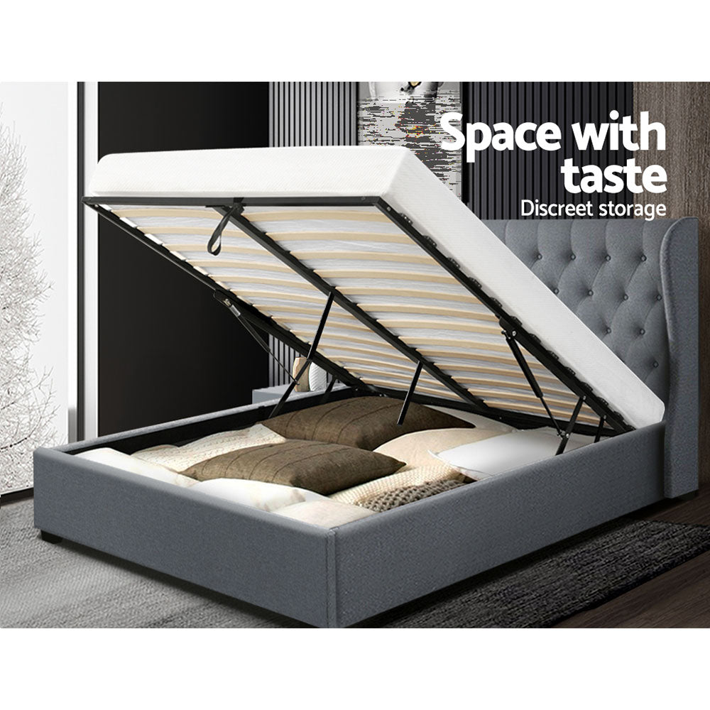 Marlook Bed Frame Queen Size Gas Lift Grey ISSA