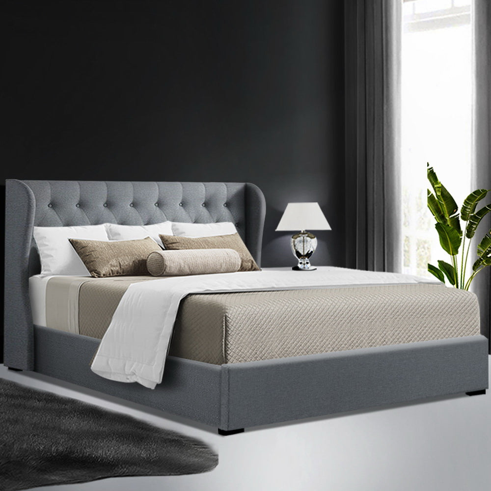 Marlook Bed Frame Queen Size Gas Lift Grey ISSA