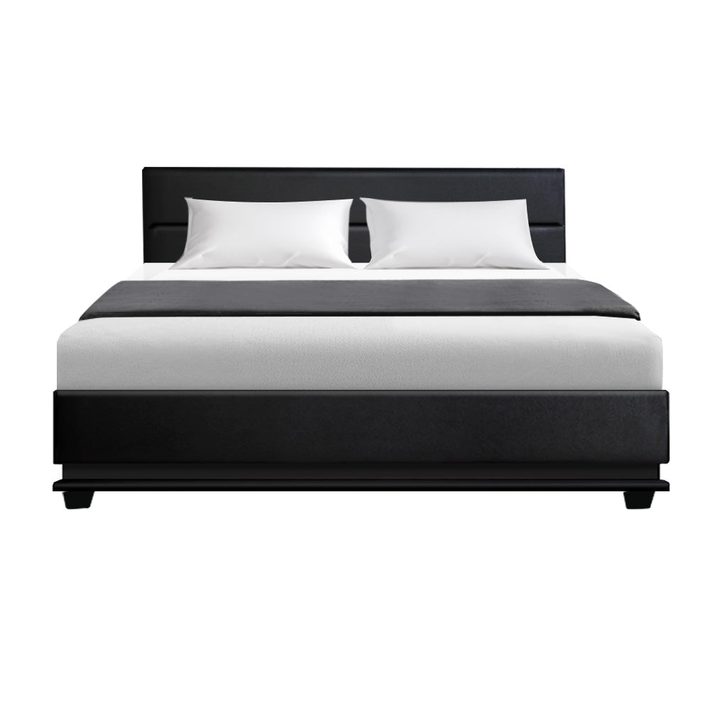 Marlook Bed Frame Queen Size LED Gas Lift Black LUMI