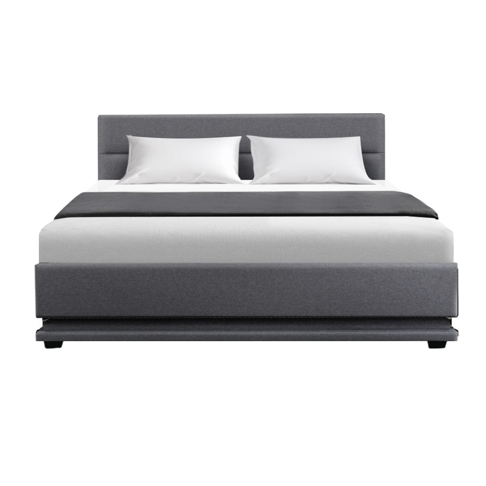 Marlook Bed Frame Queen Size LED Gas Lift Grey LUMI