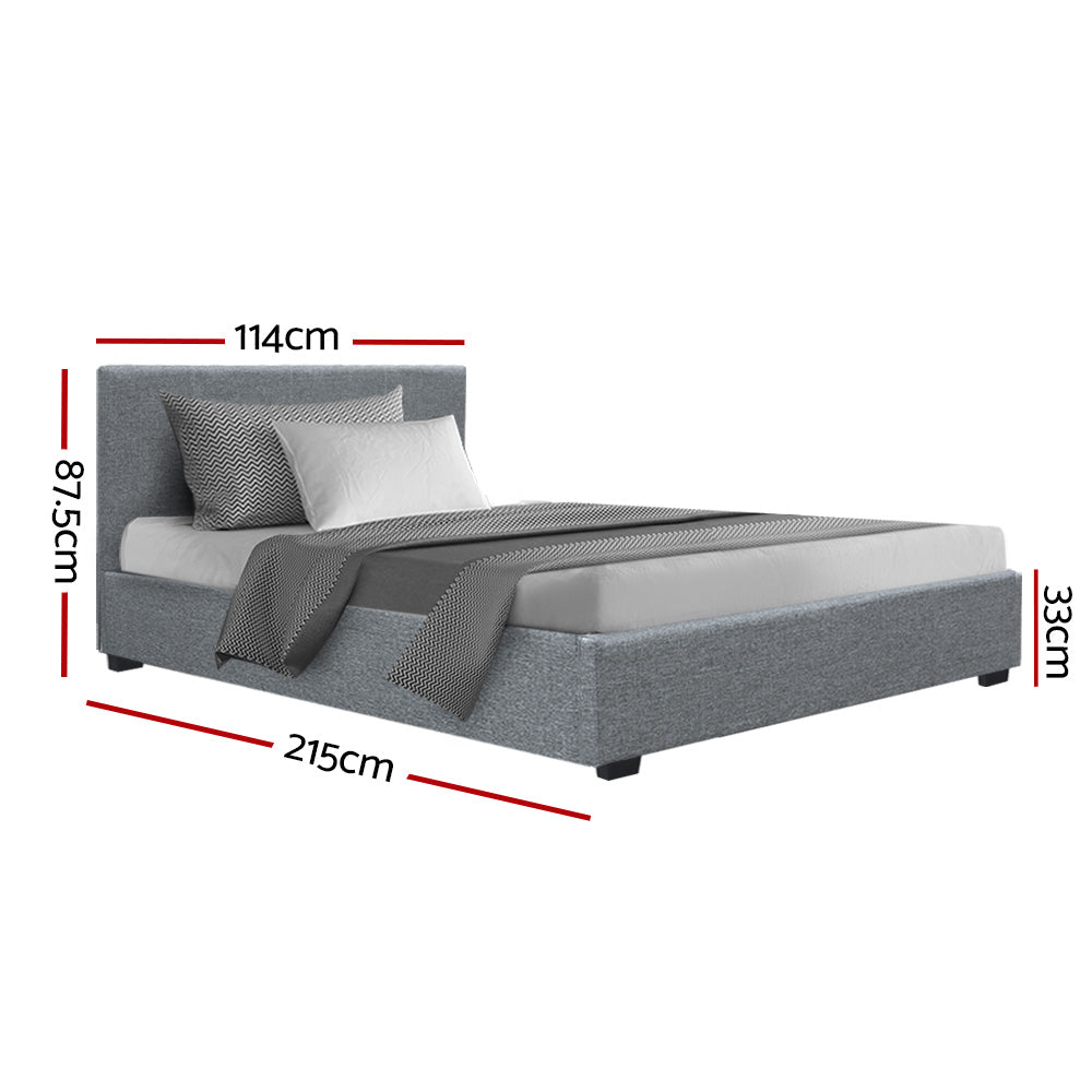 Marlook Bed Frame King Single Size Gas Lift Grey NINO