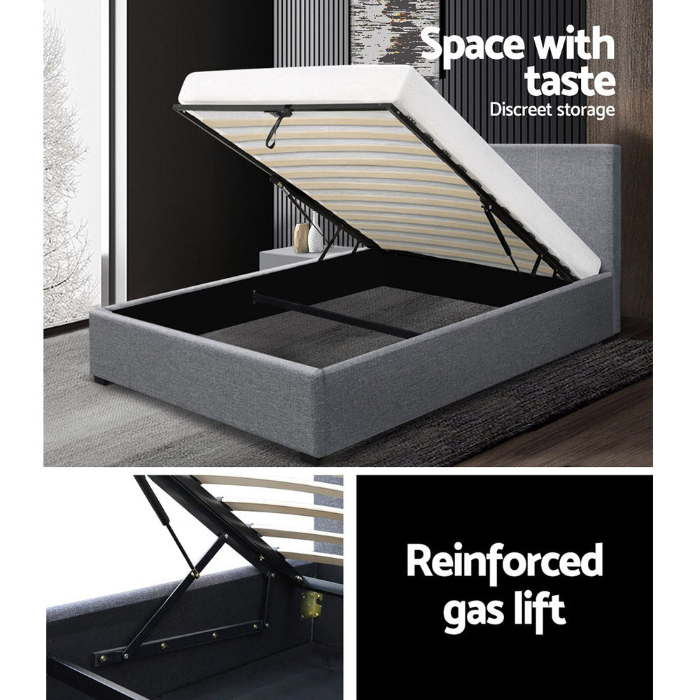 Marlook Bed Frame King Single Size Gas Lift Grey NINO