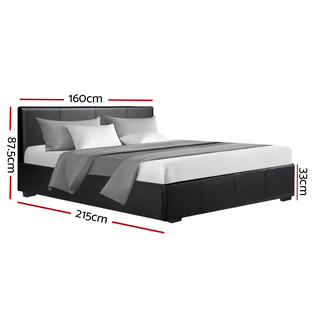 Marlook Bed Frame Queen Size Gas Lift Black NINO
