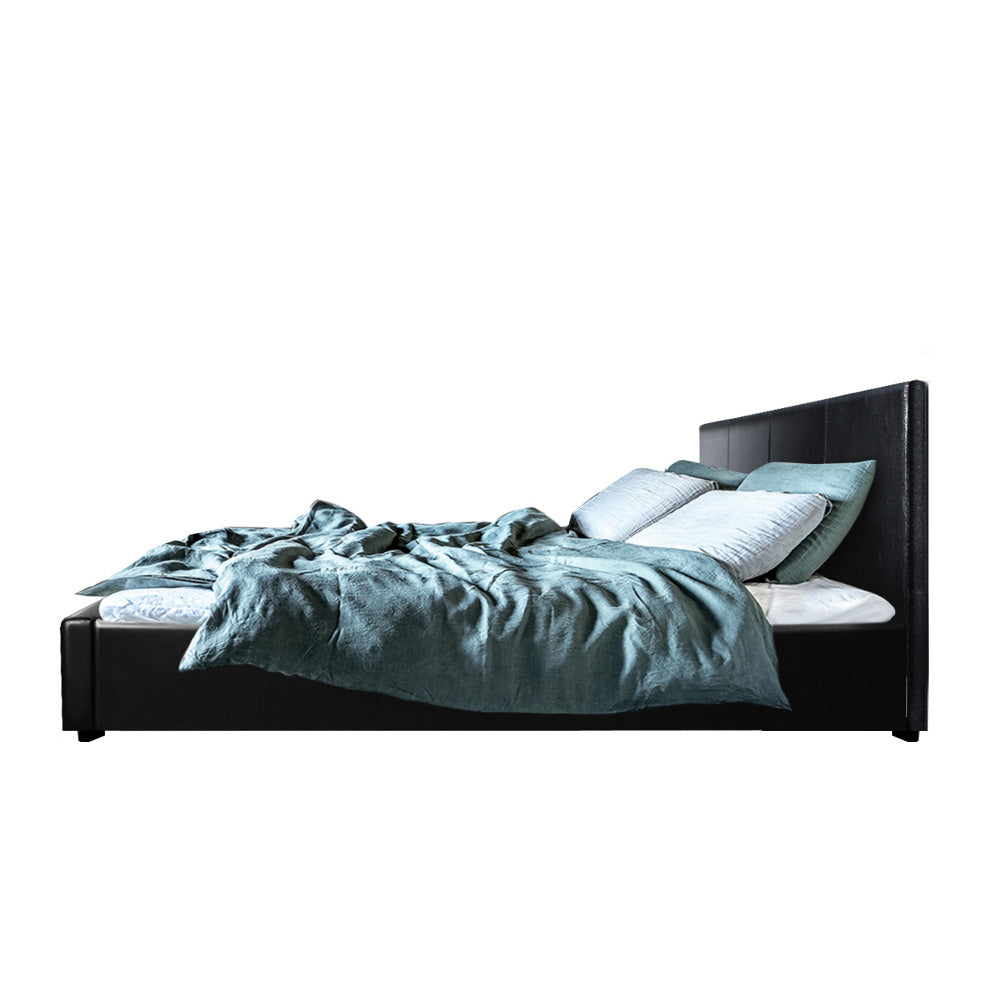 Marlook Bed Frame Queen Size Gas Lift Black NINO