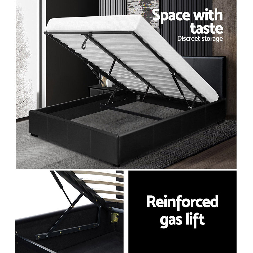 Marlook Bed Frame Queen Size Gas Lift Black NINO