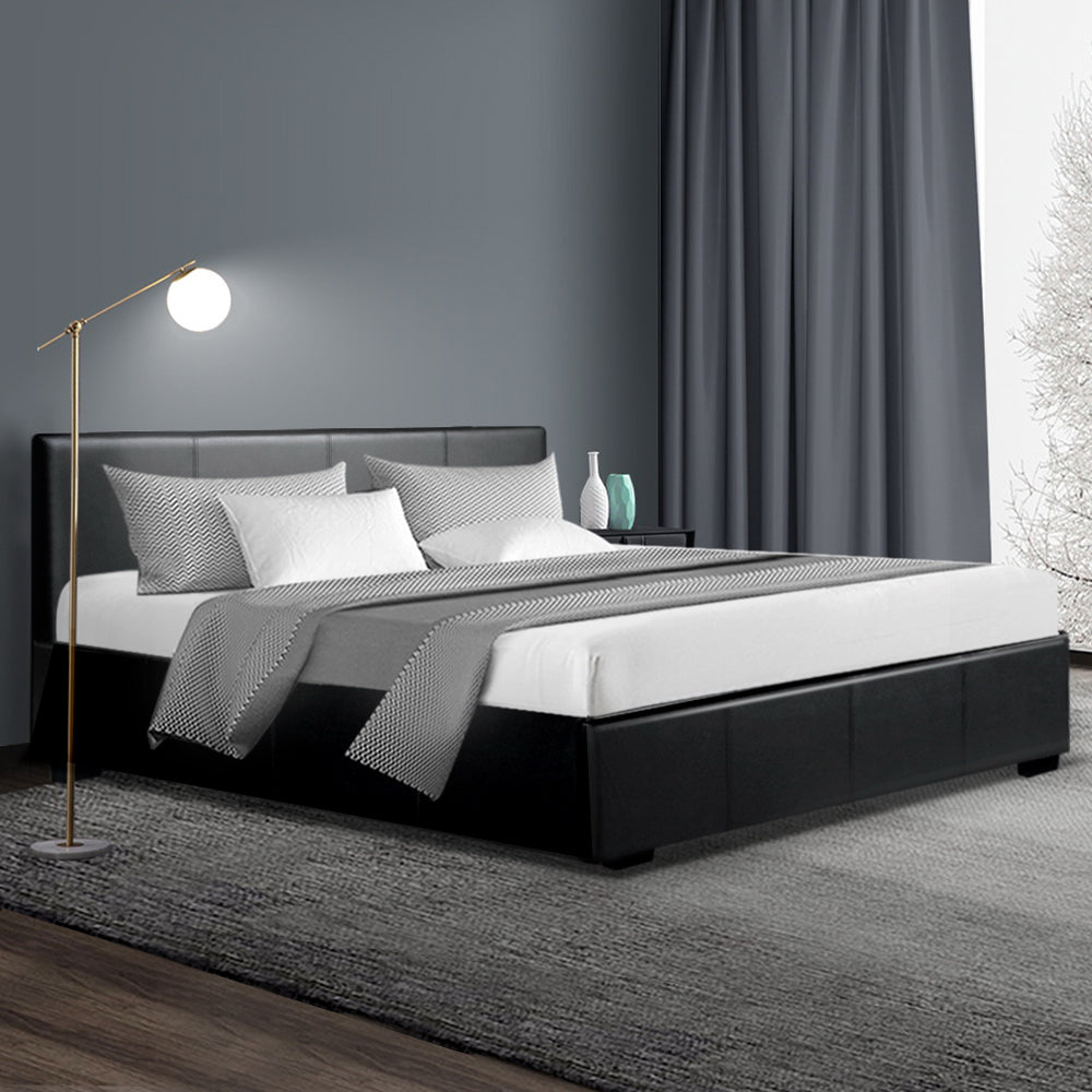 Marlook Bed Frame Queen Size Gas Lift Black NINO