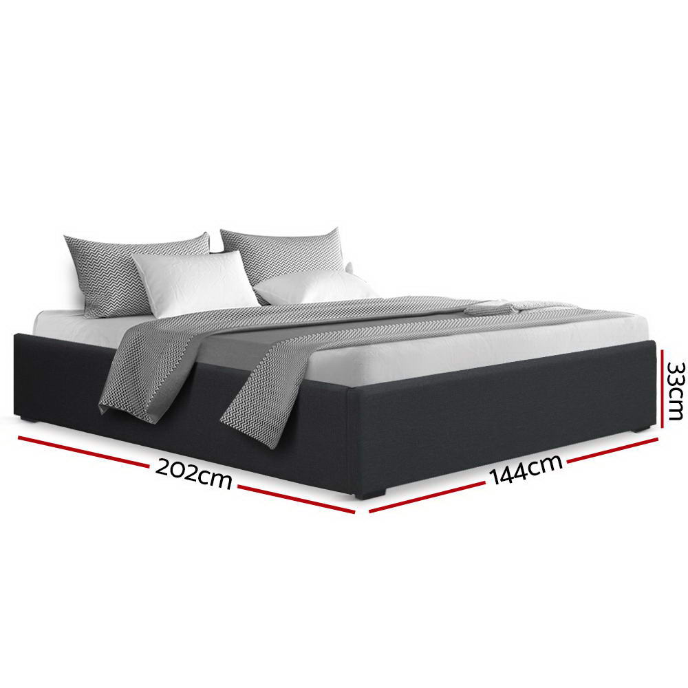 Marlook Bed Frame Double Size Gas Lift Base Charcoal TOKI
