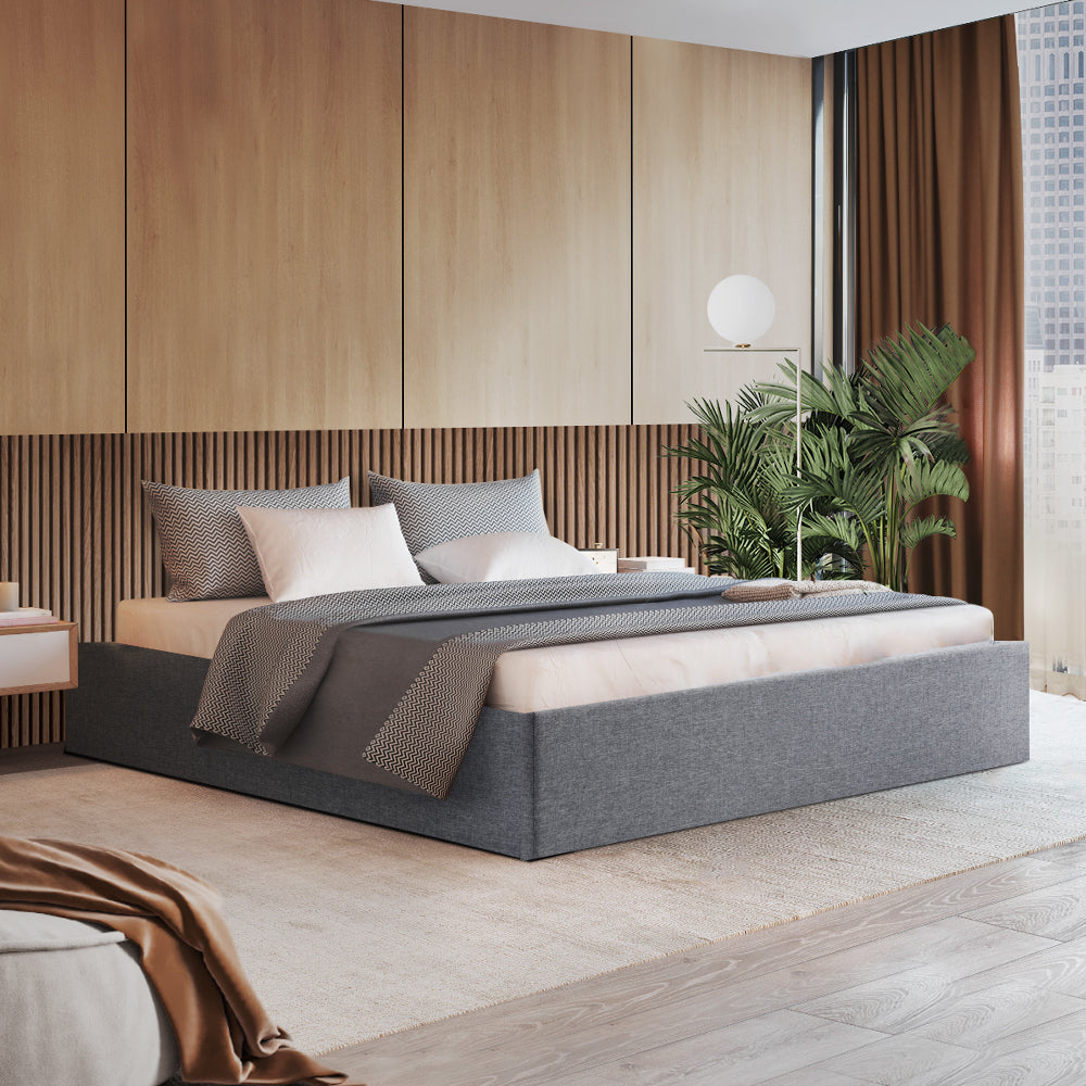 Marlook Bed Frame Double Size Gas Lift Base Grey TOKI