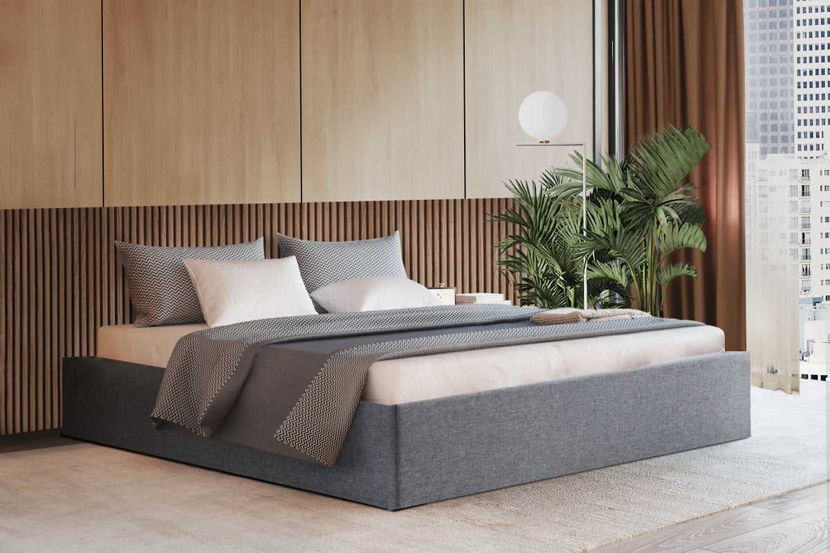 Marlook Bed Frame Double Size Gas Lift Base Grey TOKI