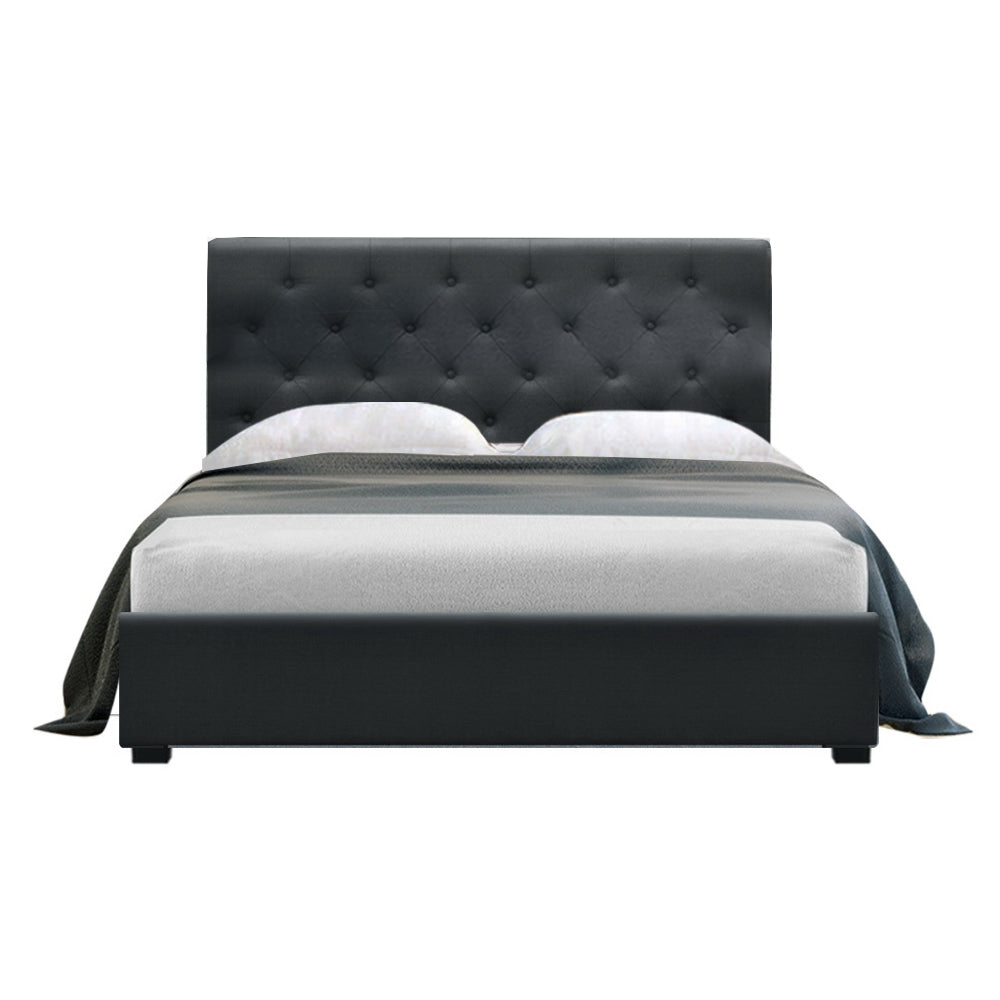Marlook Bed Frame Double Size Gas Lift Charcoal VILA