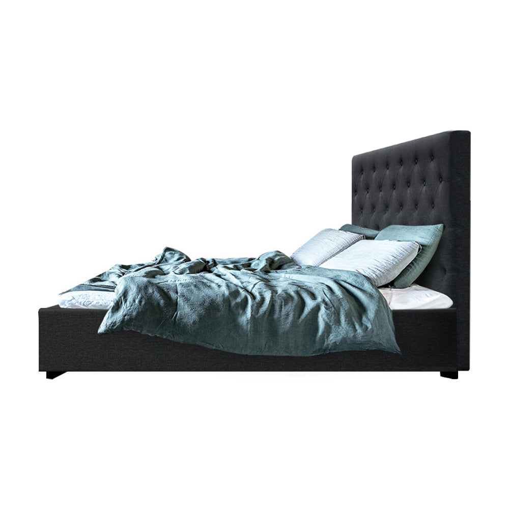 Marlook Bed Frame Double Size Gas Lift Charcoal VILA
