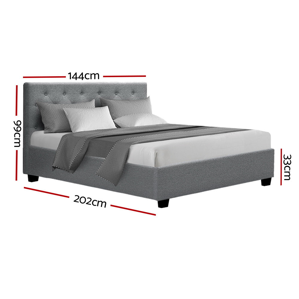 Marlook Bed Frame Double Size Gas Lift Grey VILA
