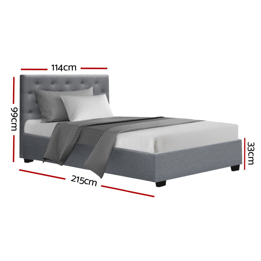 Marlook Bed Frame King Single Size Gas Lift Grey VILA