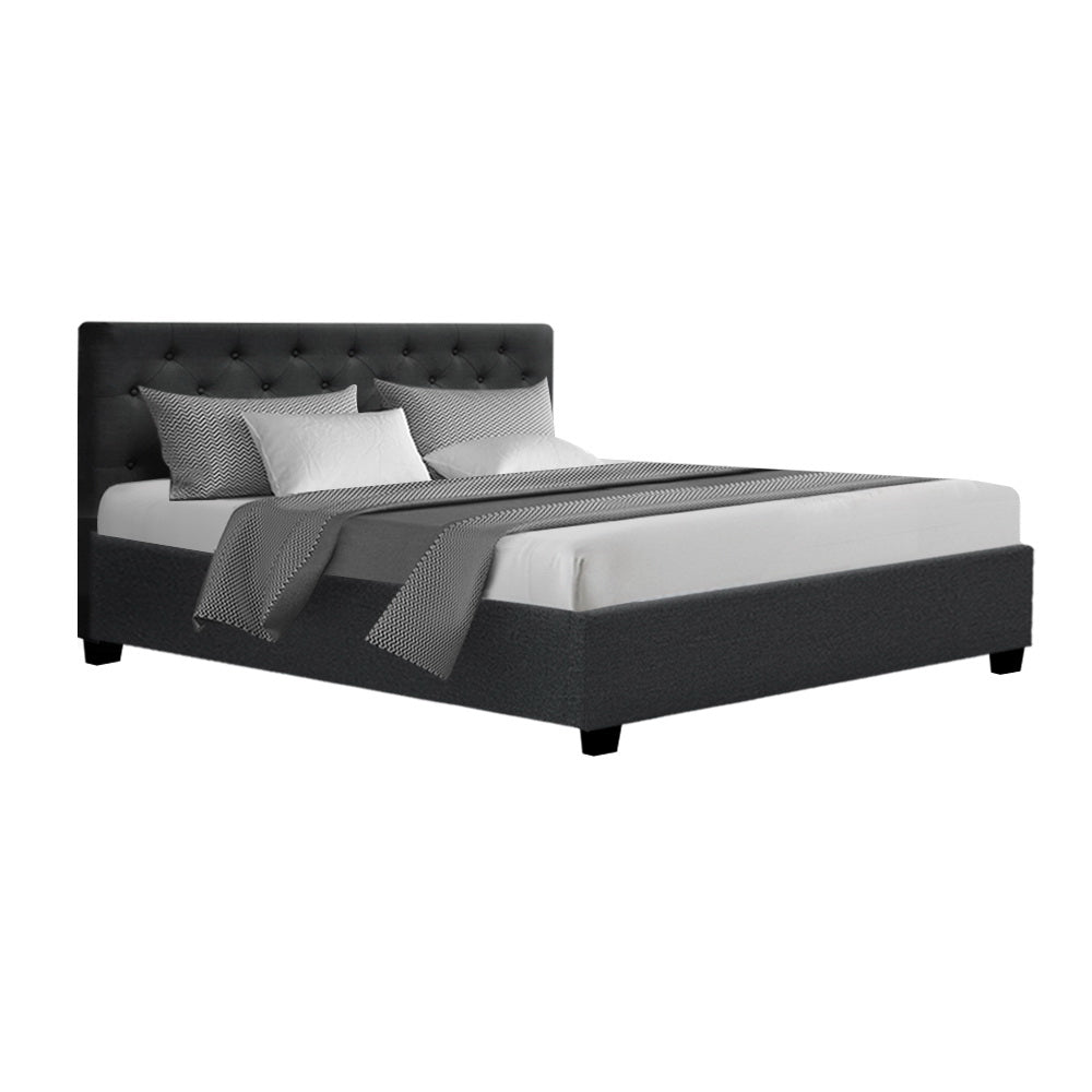 Marlook Bed Frame Queen Size Gas Lift Charcoal VILA